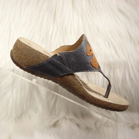 Josef Seibel Women's Leather Thong Sandals EU 37 Gray Floral Style #78809 READ - Picture 5 of 15